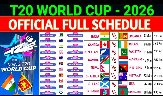 ICC T20 World Cup 2026 – Full Schedule
